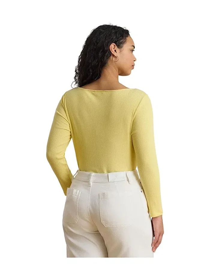 Футболка с лодочкой Rib-Knit Cotton-Blend Lauren Ralph Lauren — 3