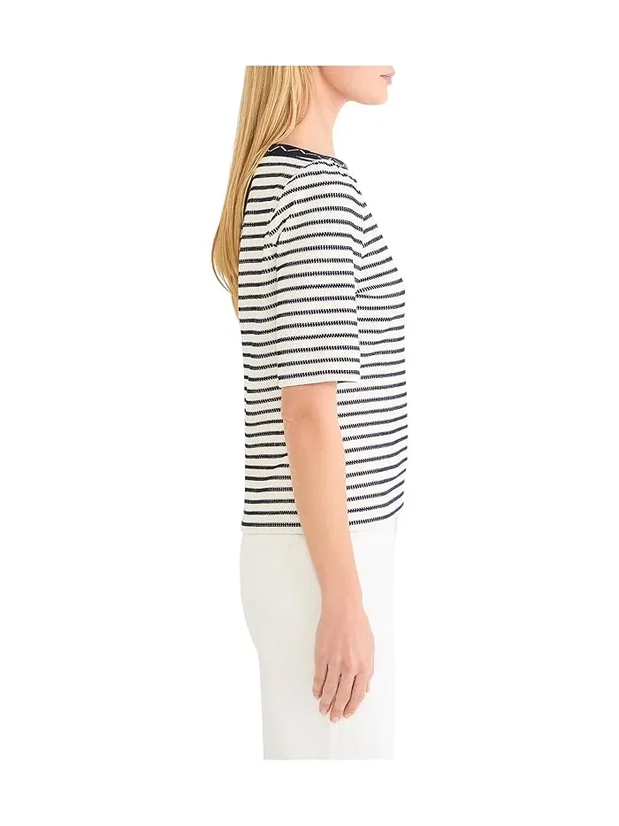 Футболка с вышивкой лодочка Embroidered Boatneck Top NIC+ZOE — 2
