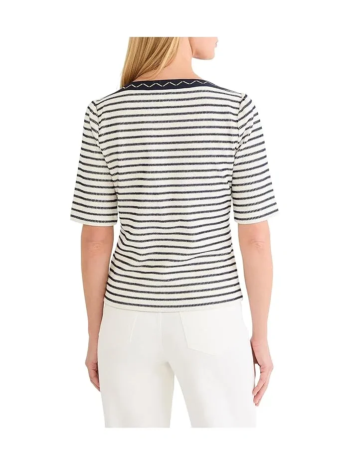 Футболка с вышивкой лодочка Embroidered Boatneck Top NIC+ZOE — 3