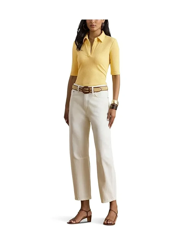 Полочная футболка с воротником Rib-Knit Elbow-Sleeve Polo Tee Lauren Ralph Lauren — 2