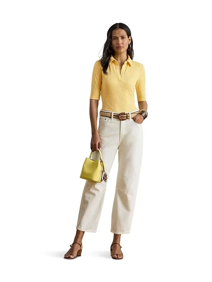 Полочная футболка с воротником Rib-Knit Elbow-Sleeve Polo Tee Lauren Ralph Lauren — 5