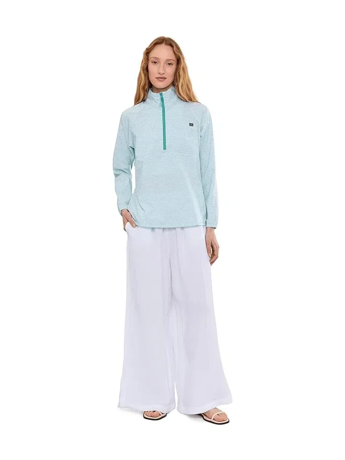 Футболка с длинным рукавом Everyday SunSmart 1/4 Zip L.L.Bean, Gulf Teal Stripe — 2