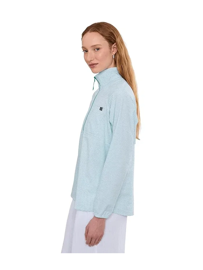 Футболка с длинным рукавом Everyday SunSmart 1/4 Zip L.L.Bean, Gulf Teal Stripe — 3