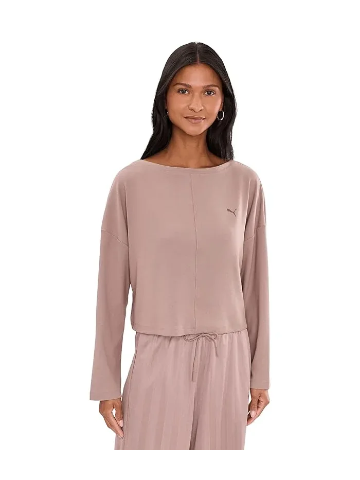 Футболка с длинным рукавом свободного кроя Cloudspun Ribbed Slouchy Long Sleeve Tee PUMA — 1