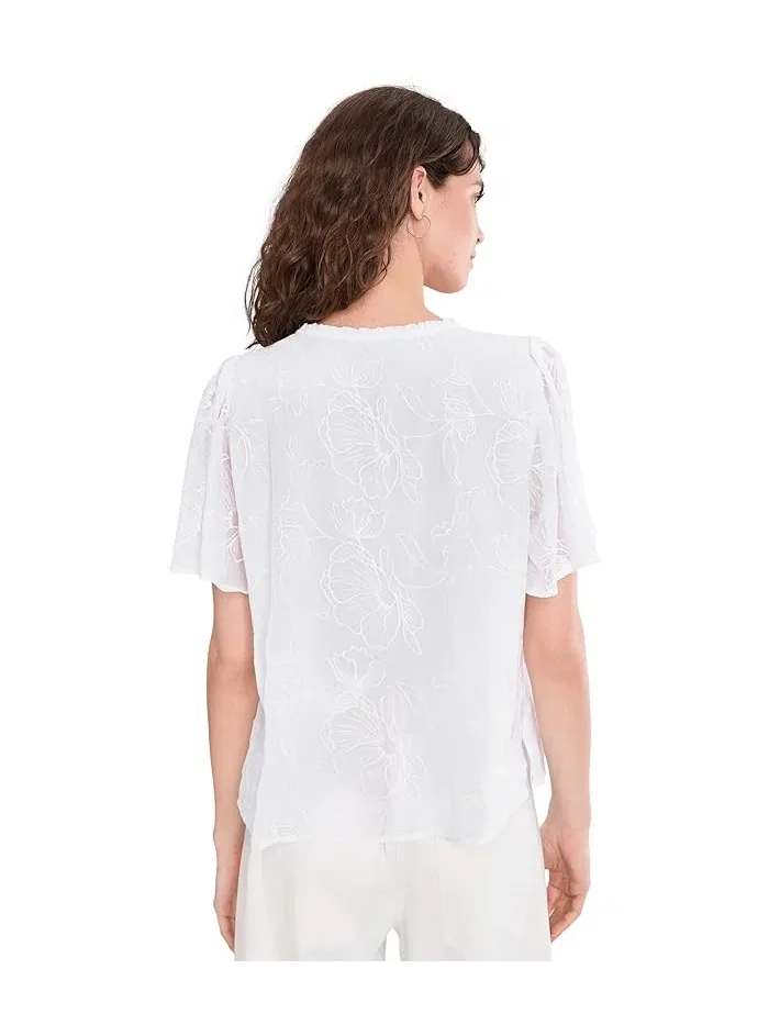 Блуза с галстуком и рукавами-воланами Vince Camuto — 4