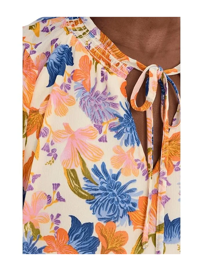 Блуза с цветочным принтом Tie Neck Peasant Sleeve Blouse Vince Camuto — 5