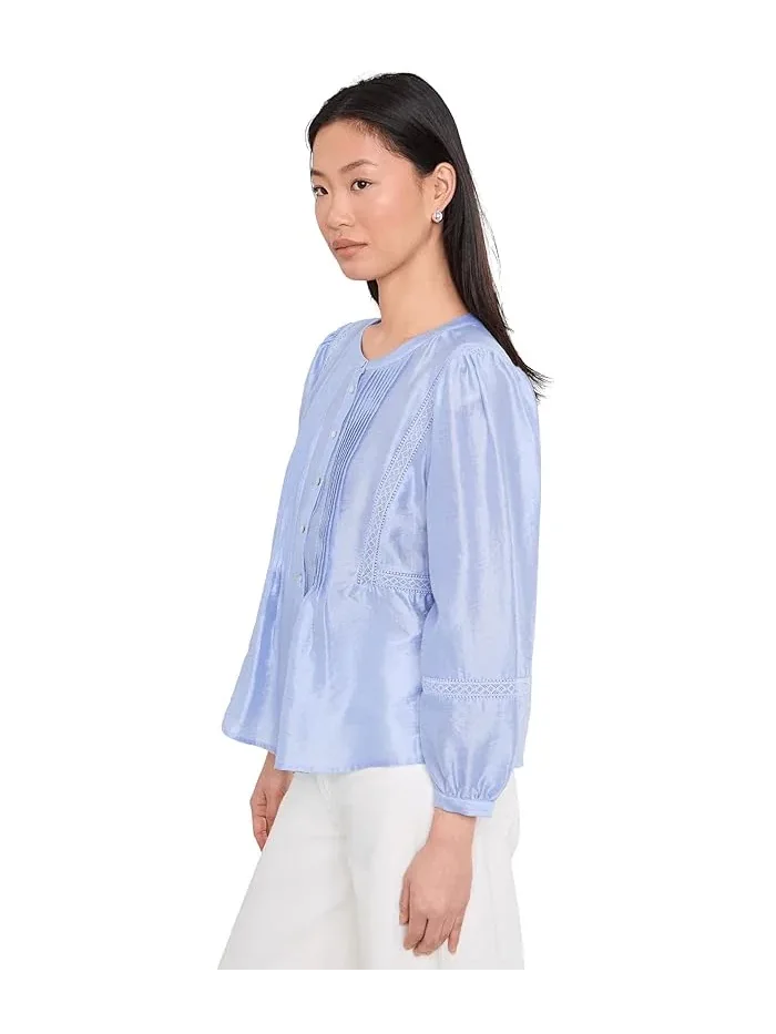 Блуза с плиссированным передом Crew Neck With Pleated Front Vince Camuto — 3