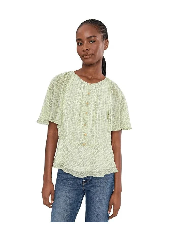 Блуза с V-образным вырезом и пеплумом модель Double Ruffle Vince Camuto — 1