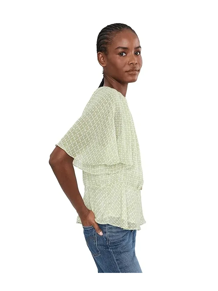 Блуза с V-образным вырезом и пеплумом модель Double Ruffle Vince Camuto — 3
