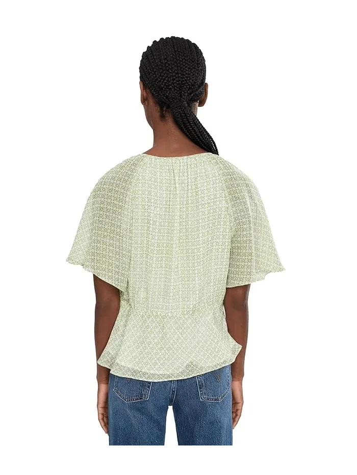 Блуза с V-образным вырезом и пеплумом модель Double Ruffle Vince Camuto — 4