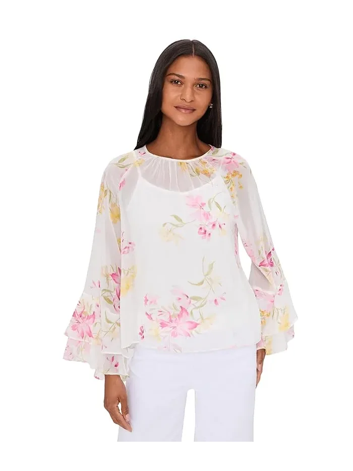 Блуза с воланами на рукавах Double Ruffle Sleeve Vince Camuto — 1