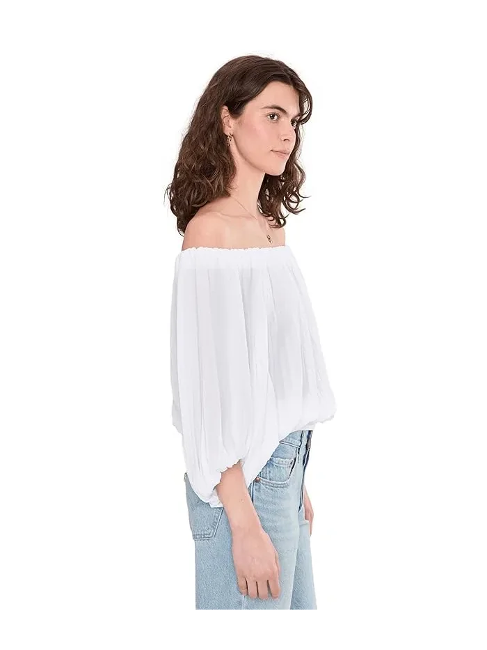Блуза с открытыми плечами плиссированная Off The Shoulder Pleated Vince Camuto — 3