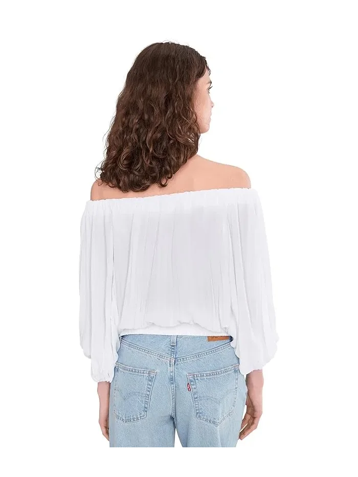 Блуза с открытыми плечами плиссированная Off The Shoulder Pleated Vince Camuto — 4