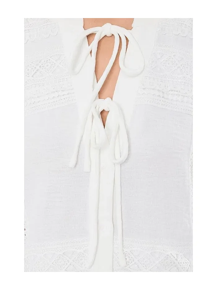 Блуза с кружевной кокеткой и завязками Vince Camuto — 5