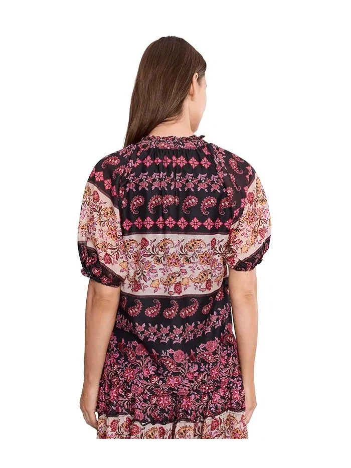 Блуза с оборкой модель Ruffle Neck Raglan Split Seam CeCe — 4