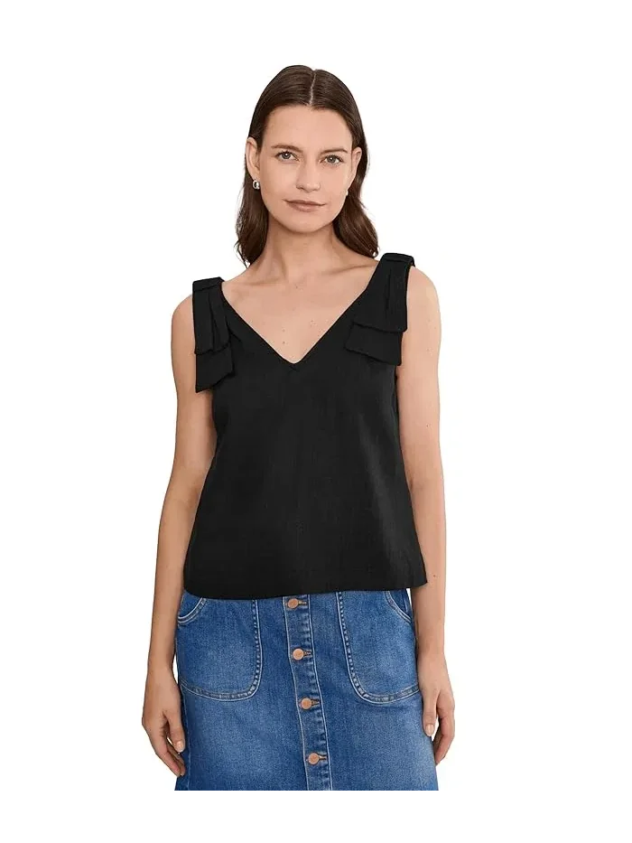 Топ с завязками на плечах из льна Bow Strap Linen Top CeCe