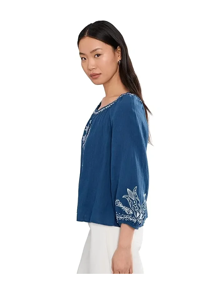 Блуза с вышивкой Petite 3/4 Sleeve Woven Top Liverpool Los Angeles — 3