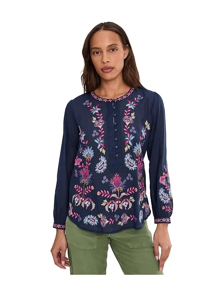 Блуза с цветочным принтом Field Henley Blouse - Kesia Johnny Was — 1