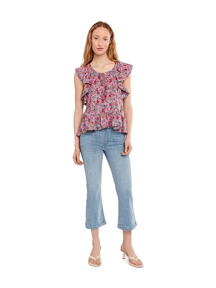 Блуза с воланами цветочный принт Petite Flutter Sleeve Peplum Woven Top with Ties Liverpool Los Angeles — 2