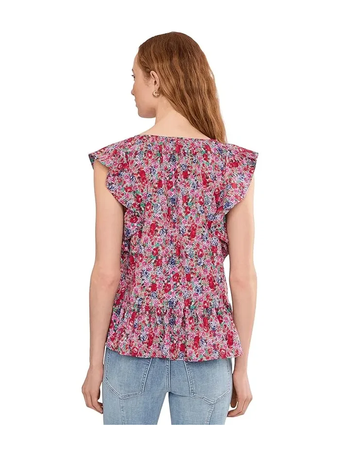 Блуза с воланами цветочный принт Petite Flutter Sleeve Peplum Woven Top with Ties Liverpool Los Angeles — 4
