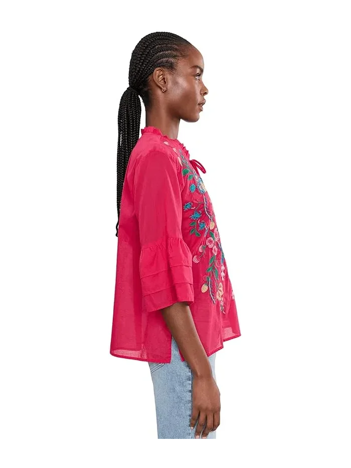 Блуза с воланами и вышивкой Ruffle Sleeve Blouse Soline Johnny Was — 3