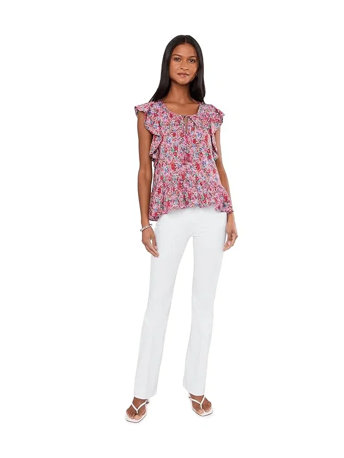 Блуза с воланами и завязками Flutter Sleeve Peplum Woven Top with Ties Liverpool Los Angeles, Nautical Stripe — 2