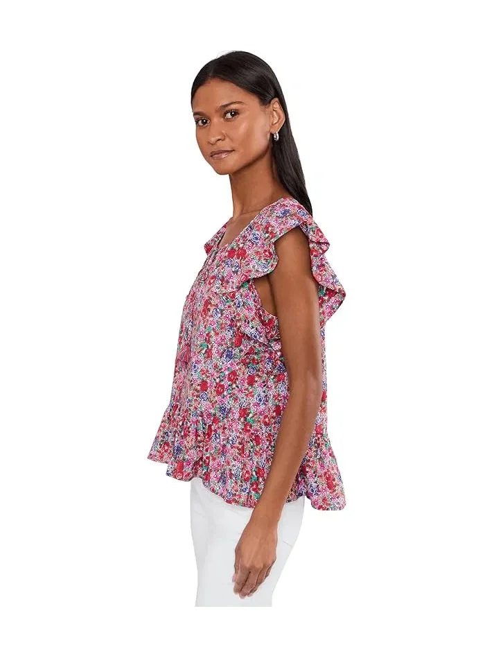 Блуза с воланами и завязками Flutter Sleeve Peplum Woven Top with Ties Liverpool Los Angeles, Nautical Stripe — 3