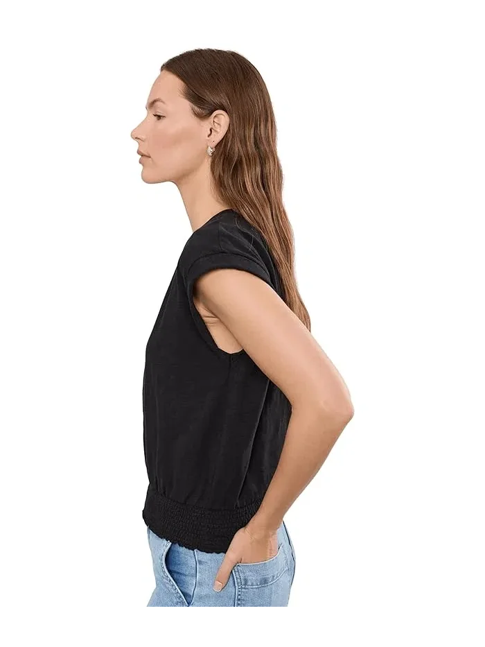 Топ с защипами V-образным вырезом Smocked Hem V-Neck Lilla P — изображение 3 из 5, черный