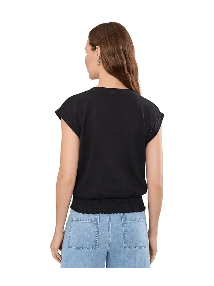 Топ с защипами V-образным вырезом Smocked Hem V-Neck Lilla P — изображение 4 из 5, черный
