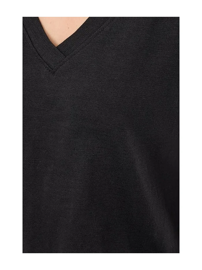 Топ с защипами V-образным вырезом Smocked Hem V-Neck Lilla P — изображение 5 из 5, черный