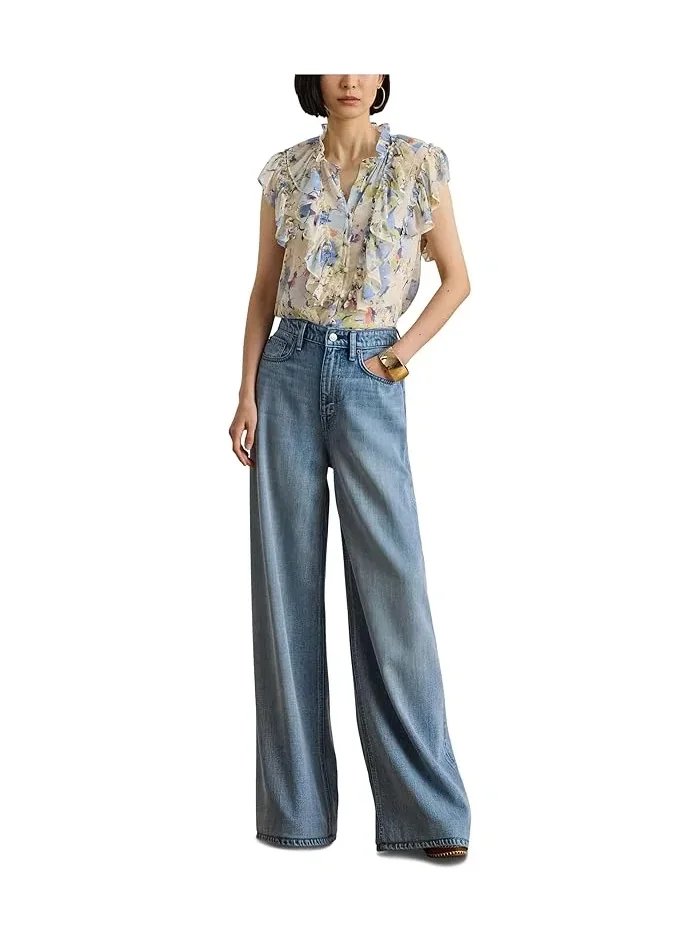 Блуза с воланами Floral Ruffle-Trim Georgette Shirt Lauren Ralph Lauren — 2