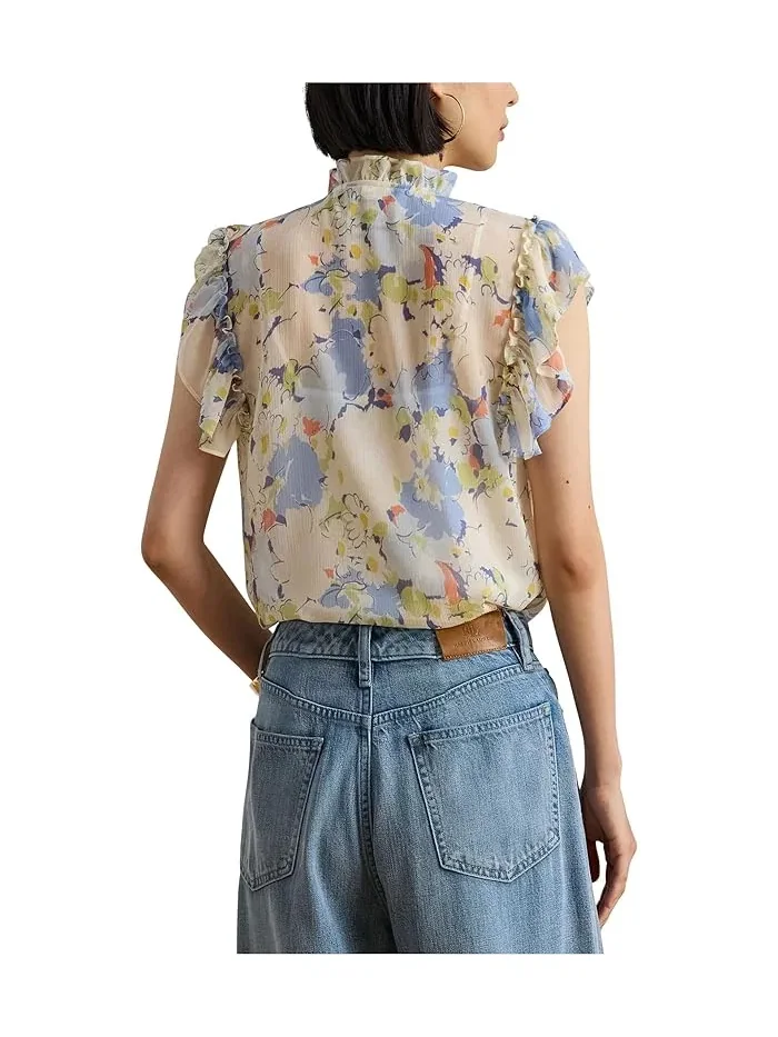 Блуза с воланами Floral Ruffle-Trim Georgette Shirt Lauren Ralph Lauren — 3