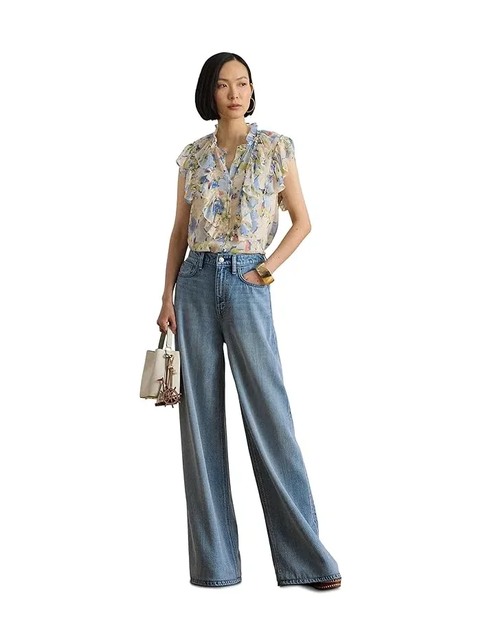 Блуза с воланами Floral Ruffle-Trim Georgette Shirt Lauren Ralph Lauren — 5