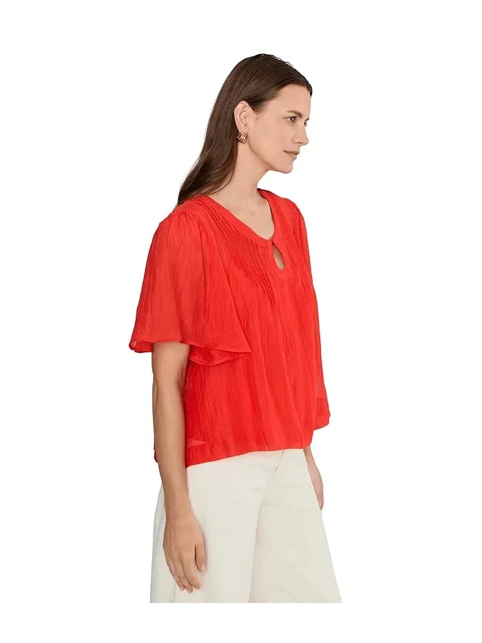 Блуза с вырезом и рукавами-крыльями Front Cutout Flutter Sleeve Blouse Vince Camuto — 3