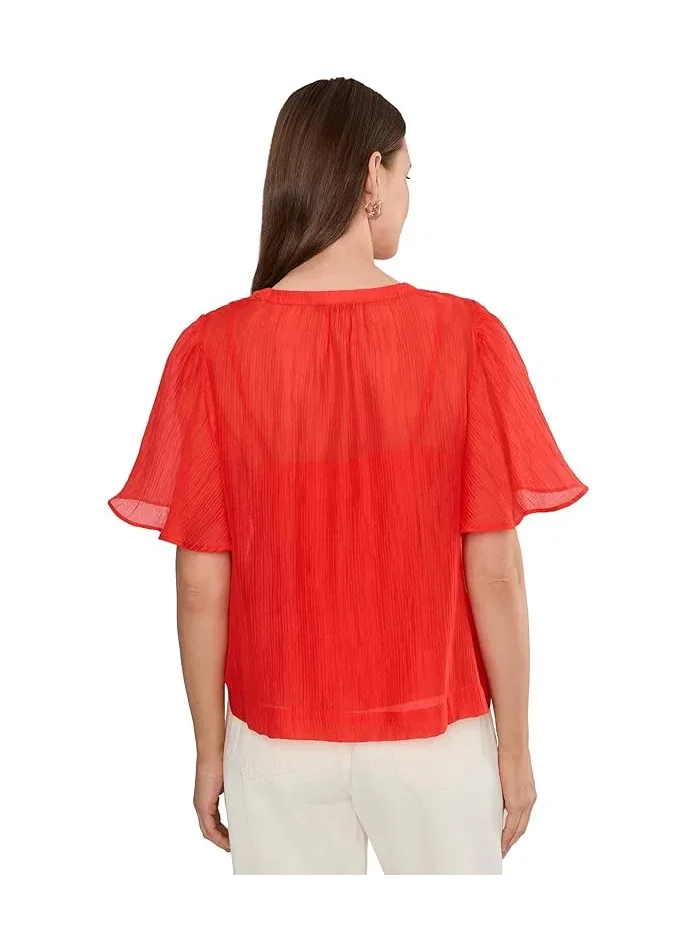 Блуза с вырезом и рукавами-крыльями Front Cutout Flutter Sleeve Blouse Vince Camuto — 4