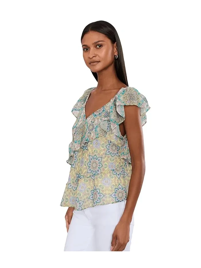Блуза с рукавами-крыльями Flutter Sleeve Draped Woven Liverpool Los Angeles — 3