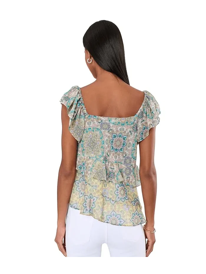 Блуза с рукавами-крыльями Flutter Sleeve Draped Woven Liverpool Los Angeles — 4