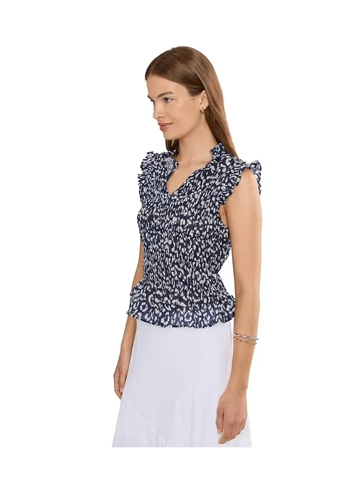 Блуза с леопардовым принтом Petite Leopard Sketch Smocked Top NIC+ZOE — 3