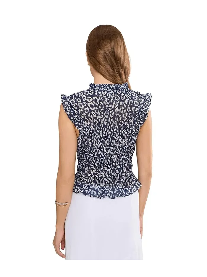 Блуза с леопардовым принтом Petite Leopard Sketch Smocked Top NIC+ZOE — 4