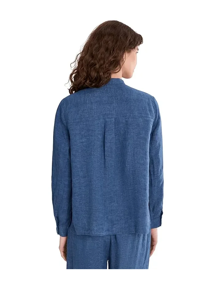 Блуза с мандариновым воротником Washed Organic Linen Delave Eileen Fisher — 4