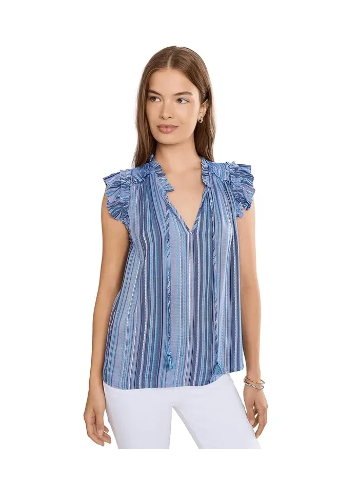 Блуза с воланами и рукавами-крылышками Petite Flutter Sleeve Ruffled Woven Top Liverpool Los Angeles — 1