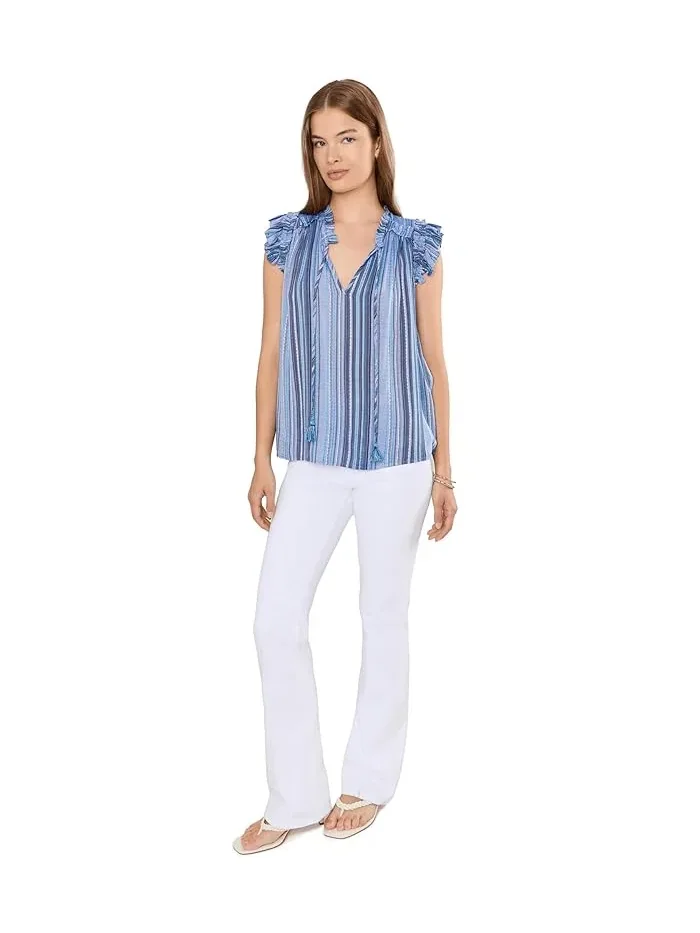 Блуза с воланами и рукавами-крылышками Petite Flutter Sleeve Ruffled Woven Top Liverpool Los Angeles — 2