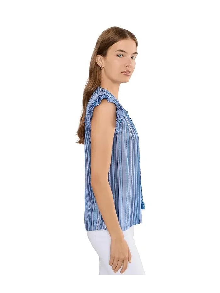 Блуза с воланами и рукавами-крылышками Petite Flutter Sleeve Ruffled Woven Top Liverpool Los Angeles — 3