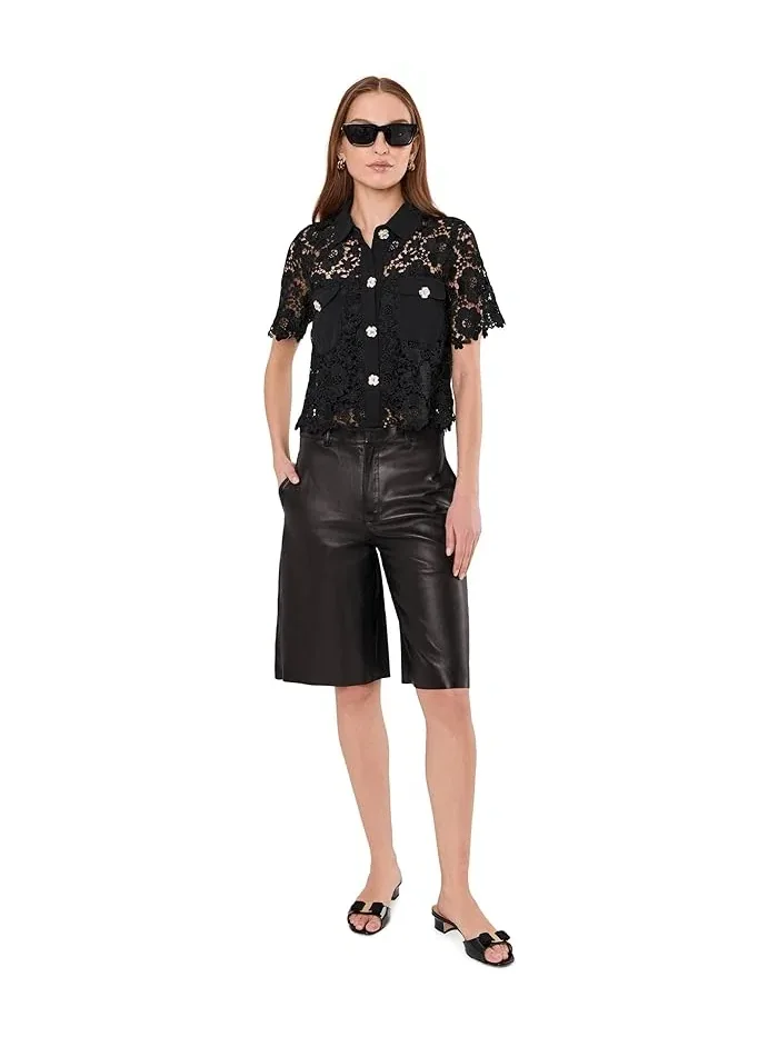 Блузка кружевная с коротким рукавом Patch Pocket CeCe — 2