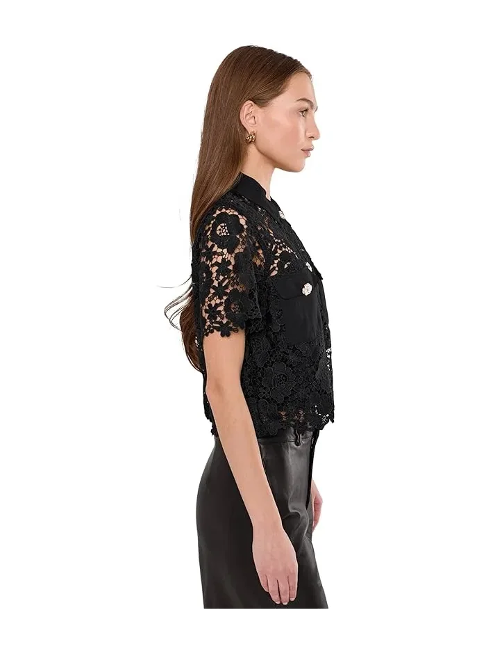 Блузка кружевная с коротким рукавом Patch Pocket CeCe — 3