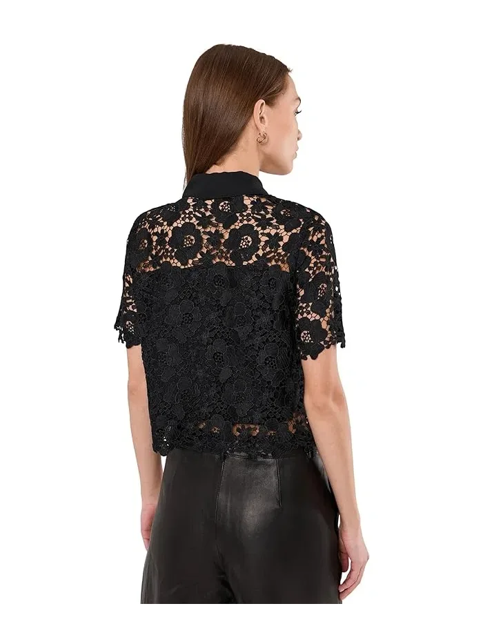 Блузка кружевная с коротким рукавом Patch Pocket CeCe — 4