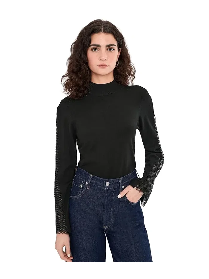Блуза с воротником-стойкой и колокольчиками стразами Vince Camuto — 1
