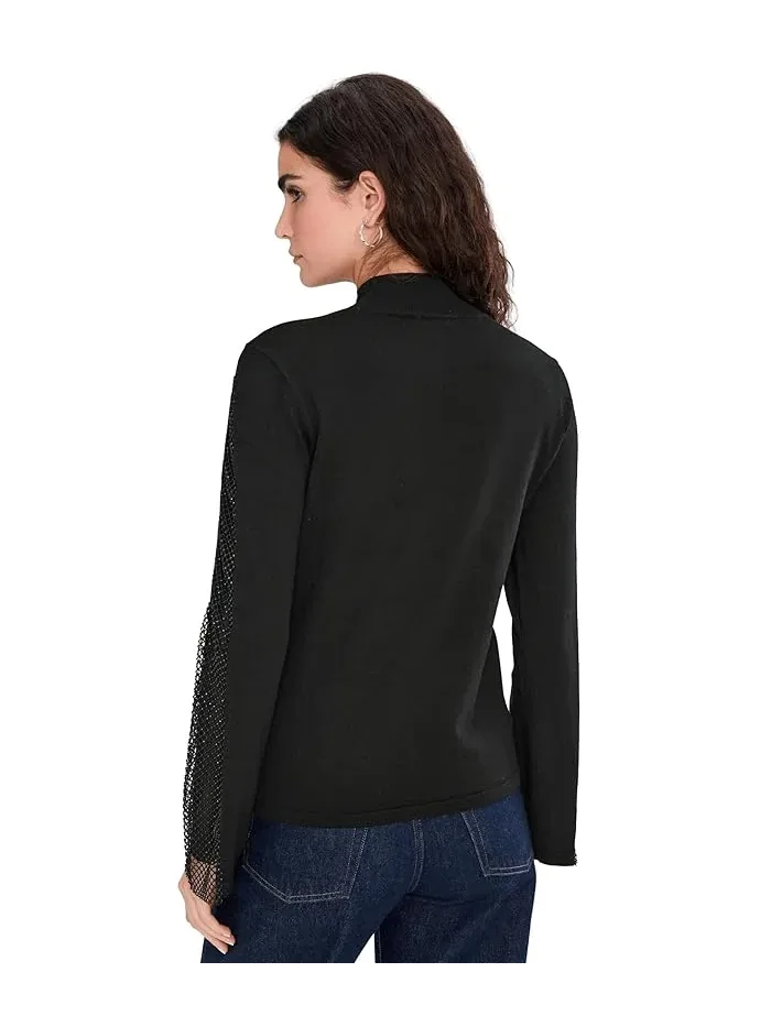 Блуза с воротником-стойкой и колокольчиками стразами Vince Camuto — 4