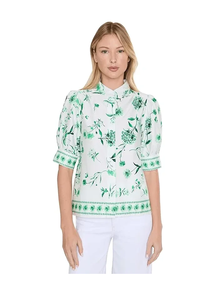 Блуза с потайной планкой Cotton Sateen Hidden Placket CeCe — 1
