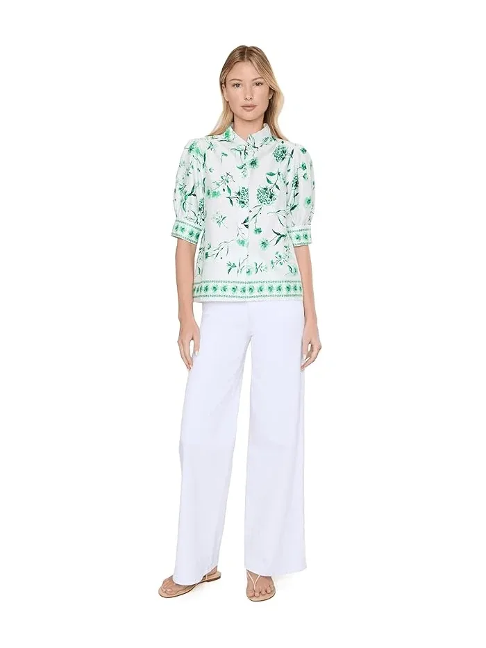 Блуза с потайной планкой Cotton Sateen Hidden Placket CeCe — 2